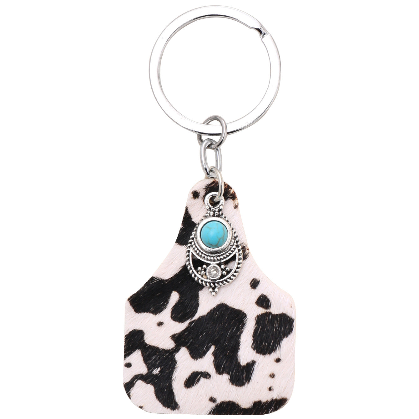 Wholesale Vintage Farm Sign Cow Hair Cow Pattern Alloy Cross Keychain